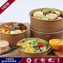 100% Eco Friendly Biodegradable Disposable Kraft Paper Salad Bowl with Lid